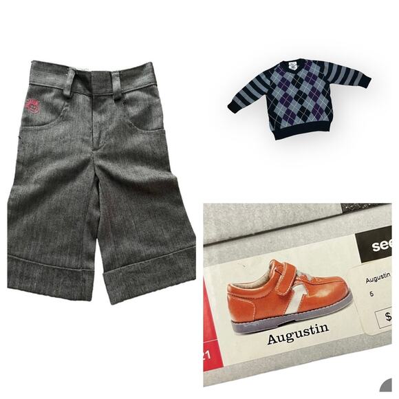 Boys Mixed Knit Argyle V Neck - Picture 5 of 5